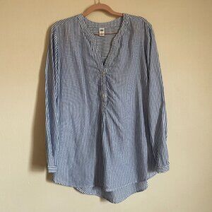GAP | Blue/White Striped Cotton Popover Tunic Large
